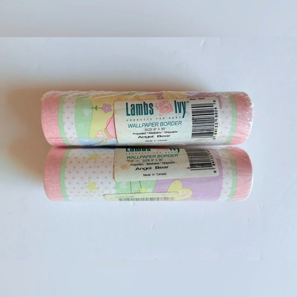 Lambs & Ivy Angel Bear Wallpaper Border Decor Kids Room 2pcs New Sealed Vintage